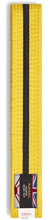 Playwell Martial Arts Cotton Coloured Belt With Black Stripe Grading Belt - (Karate, Judo Taekwondo)