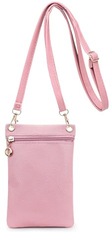 Energather Small Phone Bag, Soft PU Leather Mobile Phone Bags for Women, Mobile Phone Pouch Bag Crossbody Phone Bag (pink)