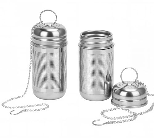 RiuCrepian Teesieb für Losen Tee，2pcs 304 Edelstahl Teesieb，teeei Feines Netz mit Kette，tea strainer，Feinmaschiger Teefilter, Wiederverwendbare Teekugel，für Teekannen Tassen Küchen