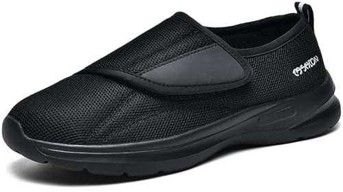 GURGER Chaussons Diabétiques Hommes Femmes Respirable Orthopédique Chaussures de Marche Confortables Chaussure de Santé Noir Taille 35