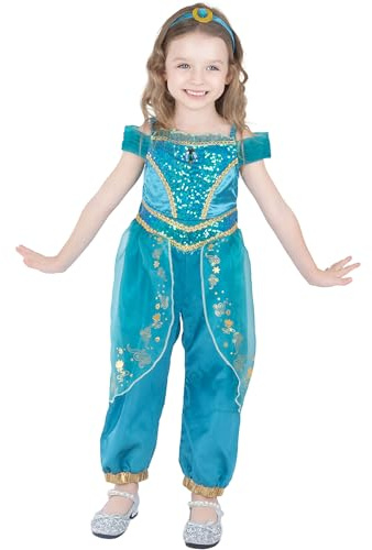 Flickors jasmin prinsesskostym med pannband