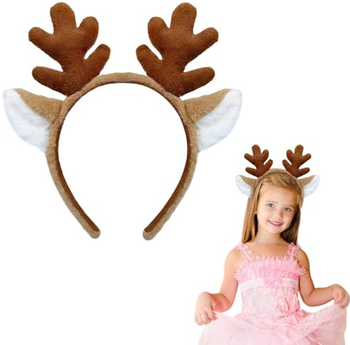 GGUFAY Cerchietto per Capelli con Corna di Renna, Corna di Cervo, per Donne e Bambini, per Halloween, Natale, Feste, Cosplay