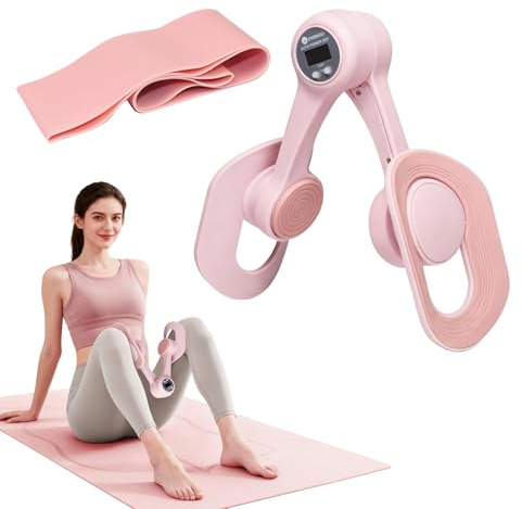 Thigh Trainer, 360°Adjustable Pelvic Floor Exercise Device with Auto-Counter Display, Inner Thigh Exerciser with 25-35 LB Resistance Band for Women, Home Fitness Equipment for Arm, Hip, Leg