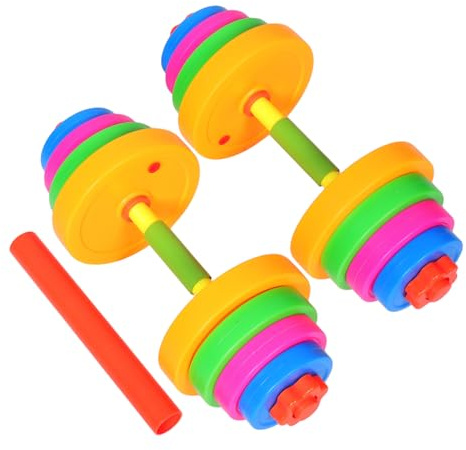 Alipis Juego de 2 Mancuernas Ajustables para Niños de Plástico Diseño para Llenar Agua y Arena, Juguete de Entrenamiento para Ejercicios y Actividades de Fitness Infantiles