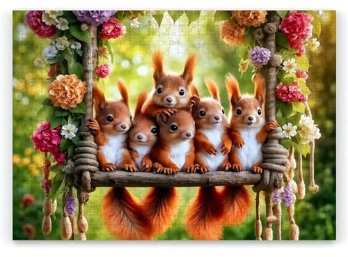 Puzzle Fleurs d'écureuils oscillants pour Adultes,60 pièces,40x28 cm Bricolage Artistique Puzzles, Jeu éducatif Challenge Toy Puzzle pour Décoration de la Maison