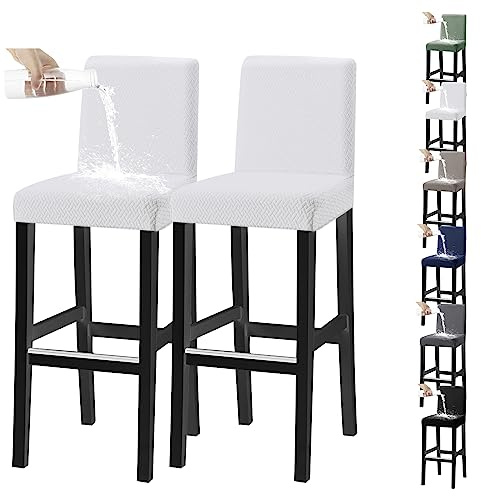 Vattentäta Stretchöverdrag Till Barstolar Med Universal Passform For Restauranger Och Hotell(White 2pcs)
