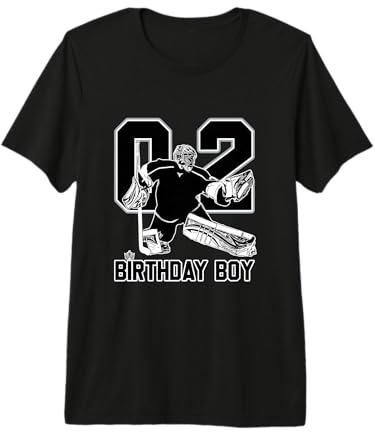 No. 2 Portero de Hockey sobre Hielo Feliz 2do Cumpleaños Niño Camiseta Premium