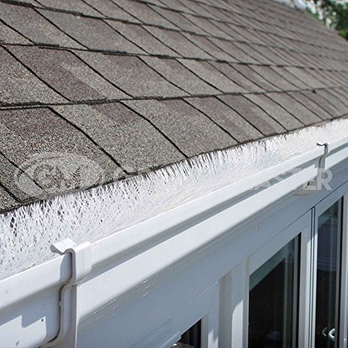 GroundMaster Gutter Guard Brush - Drain Downpipe Leaves Filter (8m (26ft), White)