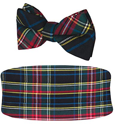 Dobell Mens Green Tartan Cummerbund & Bow Tie Set Pre-Tied Tuxedo Evening Wear Accessories