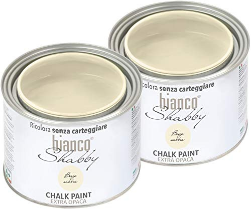 CHALK PAINT Beige Sandfarbe Shabby Chic Vintage für Möbel und Wände EXTRA matt (2 x 500 ml)