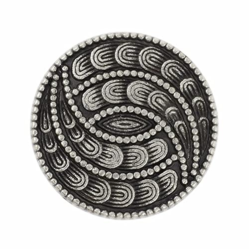 Bezelry 12 Pieces Spiral Petals Metal Shank Buttons. 20mm (3/4 inch) (Antique Silver)