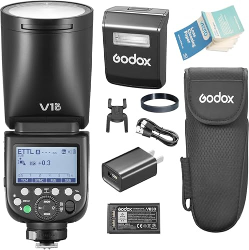 Godox V1PRO-C TTL Li-ION Ronde Tête Flash Innovante Externe Flash SU-1 Lampe de Style LED 76Ws HSS 1/8000sIntégré Batterie au Lithium pour Canon Caméra