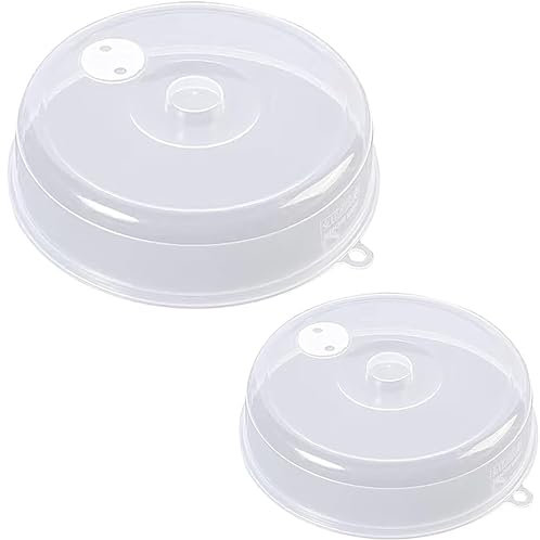 SEABABOO 2PCS Copertura per Alimenti a Microonde Coperchio per schizzi a microonde Ciotola con piastra a microonde Copertura Forno a microonde copertura grande 23 cm + piccolo 17 cm, BPA-free