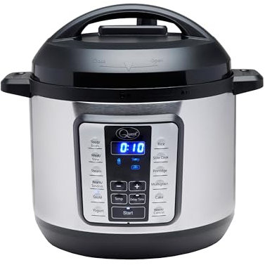 Quest 63009 Pressure Cooker Electric 6L / 12-in-1 Multi-Function Cooker/Stainless Steel Housing / 1000W / Slow Cook, Steam, Roast, Keep Warm & More/Recipe Book Included