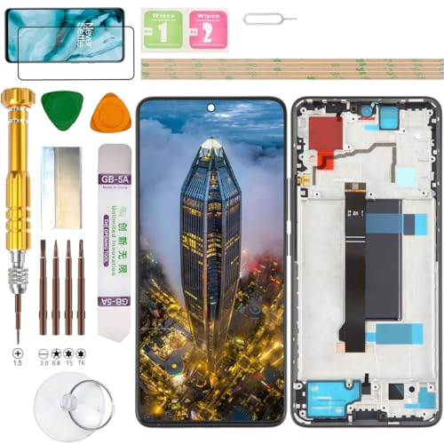 Gadget Troops Kit de repuesto de pantalla LCD (sin huellas dactilares) para Xiaomi Redmi Note 13 PRO (versión 5G) 2312DRA50G (negro)