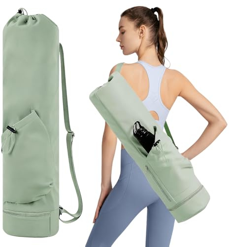 yotutun Bolsa de yoga, esterilla de yoga, bolsa con correa de hombro ajustable, bolsa grande con compartimento húmedo y bolsillo para botella, bolsa impermeable para esterilla de yoga para pilates