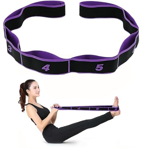 Correa de Yoga, Banda de Estiramiento de Yoga con 8 Hebillas, Cinturón Deportivo Elástico, Correa de Ejercicio, Piernas Cinturón De Estiramiento De Ligamentos, Elástico Culturismo