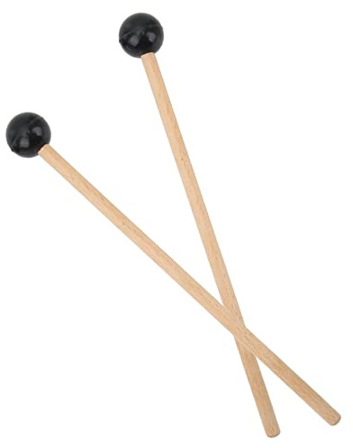 Yctze 1 Paire de Bâtons de Maillet de Tambour de Langue- en Bois Massif et en Caoutchouc pour Tambours de Langue, Thérapie Sonore et Méditation (L)