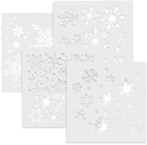 Alipis 4 pièces Pochoirs de Peinture Multi-fonctions Flocons de Réutilisables pour DIY Décoration Fenêtre Mur