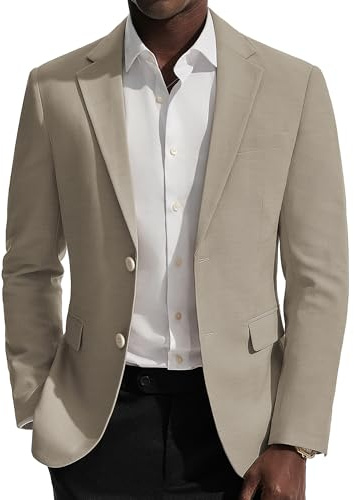 PJ PAUL JONES Sakko Chaqueta moderna para hombre, 2 botones, de lino | Chaqueta de traje deportiva, ajustada, estirada, doble horquilla trasera, boda