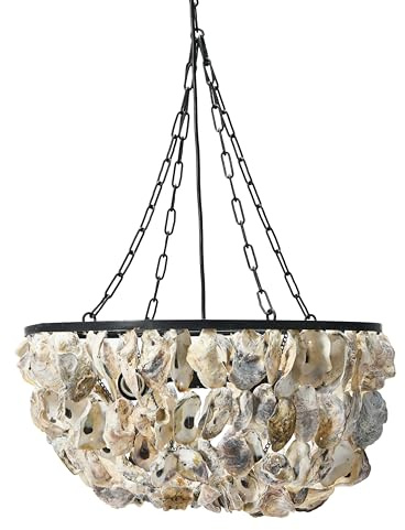 Creative Co-Op Round Oyster Shell Chandelier with 2 Lights