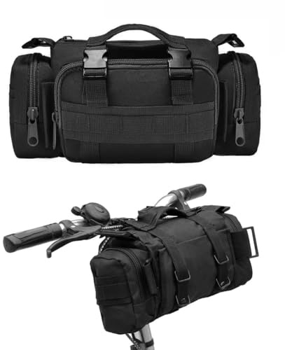BraveHawk OUTDOORS Bike Handlebar Bag, 900D Nylon Oxford Multi-purpose Waist Bag Water Resistant Bicycle Cycling Pack (Black)