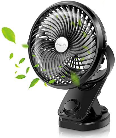 ELZO Ventilateur USB, 5000mAh Mini Ventilateur USB Silencieux, Portable Mini Ventilateur de Bureau, Rotation 360°Rechargeable Vitesse progressive Ventilateurs portables pour Table camping