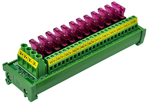 DC Power Fuse Distribution Strip Module (12 Position, DIN Rail Mount)