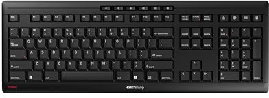 CHERRY STREAM KEYBOARD WIRELESS, Kabellose Tastatur, EU-Layout (QWERTY), 2,4 GHz Funk, Leise Tasten, Flaches Design, Batteriebetrieben, Schwarz