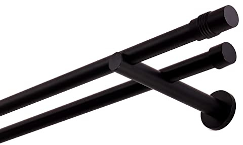Barra de cortina negra 480 cm 2 barriles 19 mm cilindro de pared de metal