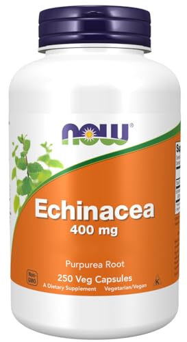 Now Foods, Echinacea, 400mg, 250 Capsule vegan, Testato in Laboratorio, Senza Glutine, Senza Soia, Vegetariano, Non-GMO