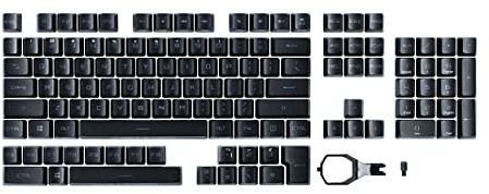 ASUS ROG PBT Doubleshot Keycap Set Tastenkappen für ROG RX Switches (PBT-Material, inkl. ROG Keycap Puller für einfaches Installieren, Double-Shot-Molding, durchscheinend für RGB Beleuchtung, schwarz)