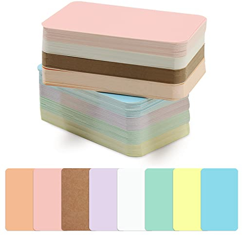 Fatiya Lot de 240 petites cartes de visite, vierges, en papier, 8 couleurs pastel, vertes, violettes, bleues, jaunes, marron, rose, orange, 8,9 x 5,1 cm, pour cadeau, étude, bureau