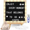 Tablero de Letras de Fieltro Negro (25.4 × 25.4 cm), 340 Letras, LED Soporte Ajustable para Tablón de Mensajes, Menús, Anuncios de Embarazo, Anuncios de BebéS, Bodas y Fiestas, Felt Letter Board