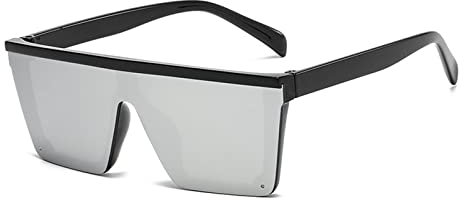 FOURCHEN Quadratische übergroße Sonnenbrille für Mädchen und Jungen, modische flache Oberseite, großer Rahmen, Sonnenbrille für Kinder, silber, unity
