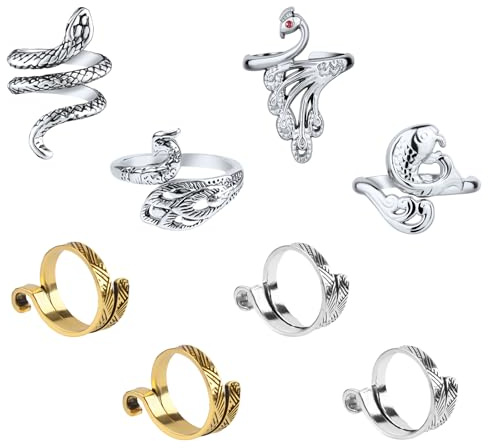 8pcs Anillo de Ganchillo, Práctico Anillo de Tejer para Dedo Anillo Hilo Ganchillo ajustable Anillo de Ganchillo Tejer Bucles de Ganchillo para Guía de Hilo de Dedo Tejer más Rápido