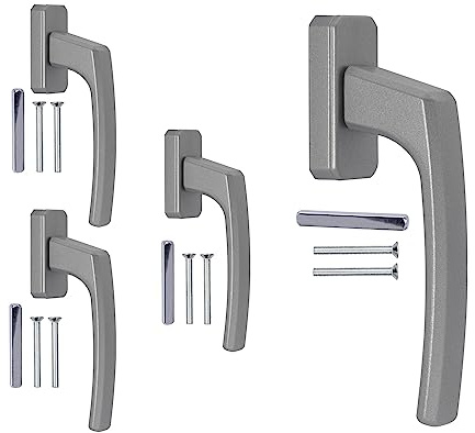 Stahlia ergonomiska fönsterhandtag silver standard aluminium 4 stycken terrassdörrhandtag utomhus fönsterhandtag balkongdörrhandtag rasteroliv handtag för fönster balkongdörr terrassdörr handtag
