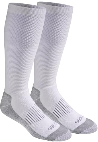 Dickies Men's Light Comfort Compression Over-The-Calf Socks, White (2 Pairs), XX-Large