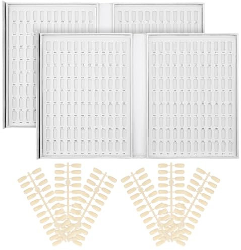 HEIYUET Lot de 2 livres de Présentoir Nuancier pour vernis à Ongles, 216 couleurs, Avec 480 cartes de couleurs plates, échantillons de couleurs pour nail art, Présentation de nail art, Blanc