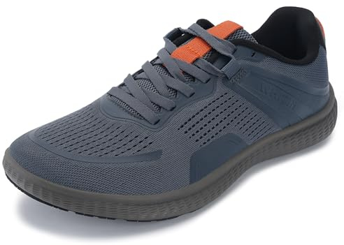 WHITIN Men's Barefoot Running Shoes Width Transitional Minimalist Wide Toe Box Size 11 Zero Drop Rubber Outsole Sneakers Tennis Dark Grey 45