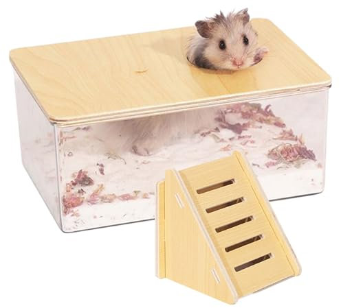 Kalastussaari Hamster sandbad, 2 st/set hamster sandbad behållare med stege, hamster sandlåda klar hamster sandbad kit duschrum och hamsterstege för Lemming Gerbils, hamsterstege