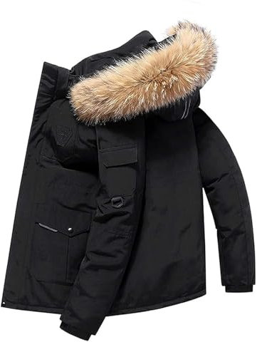 Dunjacka herr Big Goose Höst och vinter förtjockad kappa Kanada stil varm snökappa, svart, L
