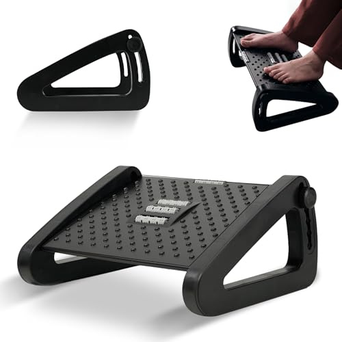 Height Adjustable Foot Rest for Under Desk with 6-Angle Setting - Non Slip Leg Rest for Couch, Office and Home - Under Desk Foot Stool for Long Sitting - Office Desk Accessories Stool for Leg Support