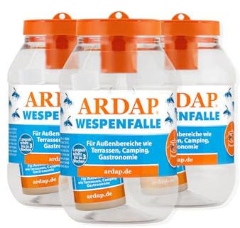ARDAP Wespenfalle für draußen 3er Pack - Biologische Wespen Abwehr - Wespenfalle zum Aufhängen - Anti Wespen Lockstoff mit Langzeitwirkung – Mittel gegen Wespen - Wespenschutz (PT19)