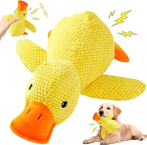 Ayucanpeng Anatra Gialla Giochi per Cani,Simpatico giocattolo per cani calmante, Giocattolo Da Masticare Di Peluche, Giochi per Cani di Piccola e Media Taglia