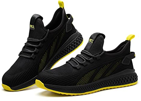 SPIEZ Unisex Safety Trainers for Men Women Work Shoes, 7 UK, Black/Yellow