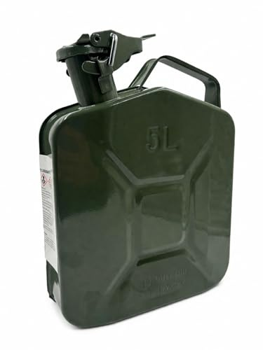 KOEM Bidón de acero pintado verde, homologado para combustible, gasolina y gasóleo, uso agrícola, náutico y camping (5 litros)
