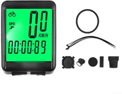 Gdfnmogo Velocímetro y odómetro inalámbrico para bicicleta, computadora de ciclo de retroiluminación luminosa para bicicletas de montaña y carretera, medidor de velocidad KMH impermeable (verde