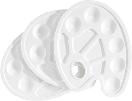 YXQSED 3 Stück Mischpalette mit Griffloch, Kunststoff Am besten für Acryl, Öl, Aquarellfarben，Pinsel