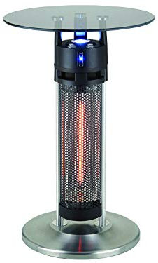 Traedgard Infrarot Heizstrahler Tisch Rantum - Bistro Glastisch mit integrierter Heizung für Terrasse und Garten - integrierte LED Beleuchtung für stimmiges Ambiente